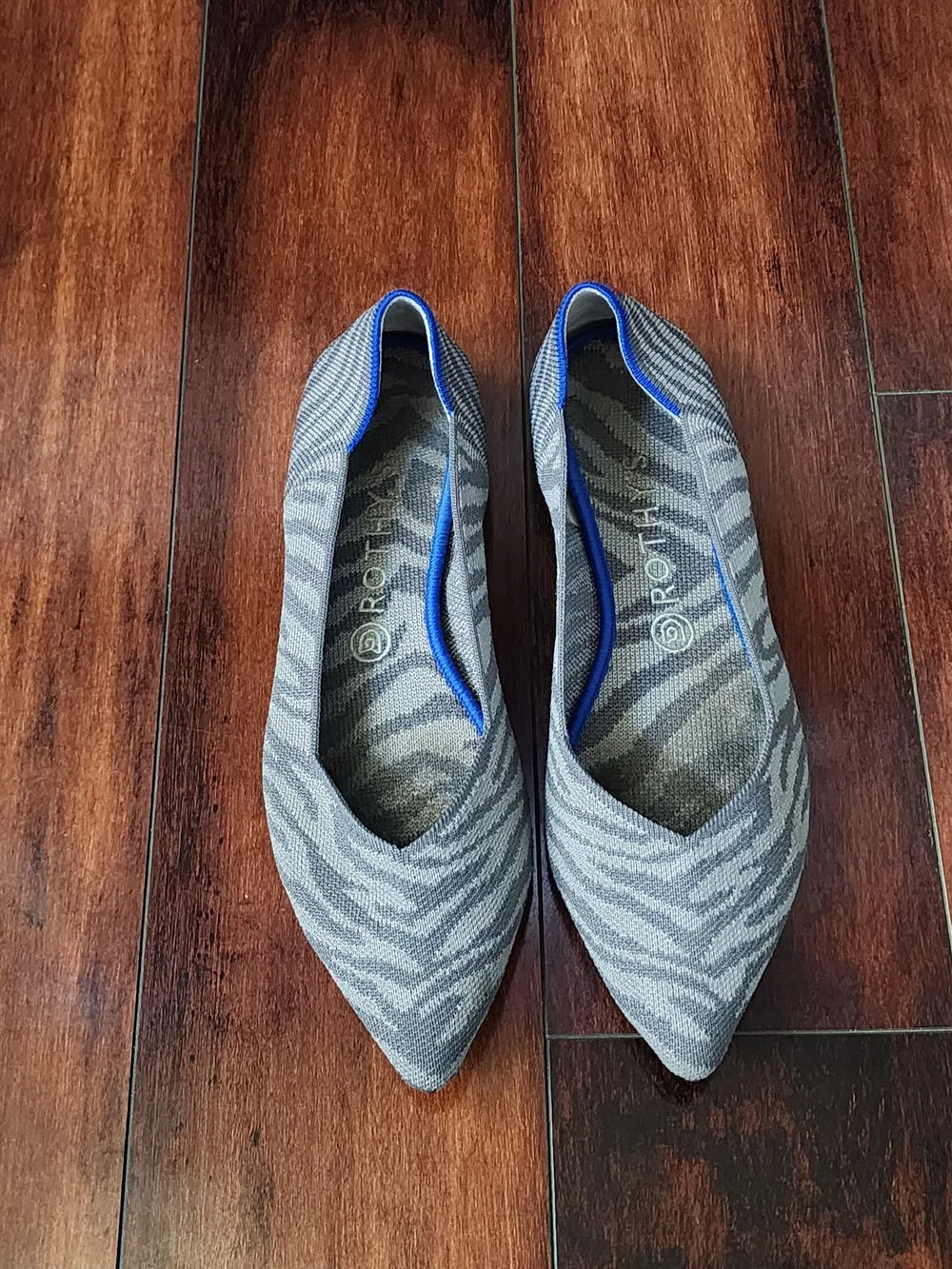 Rothy’s The Point Gray Patterned Knit Pointed Toe Flats W10.5